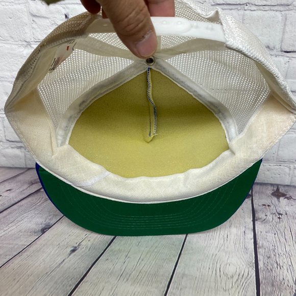 Vintage Trucker Hat Mesh 80s Cap Blue White Mitchell Pacific One Size 1980s - Picture 7 of 8